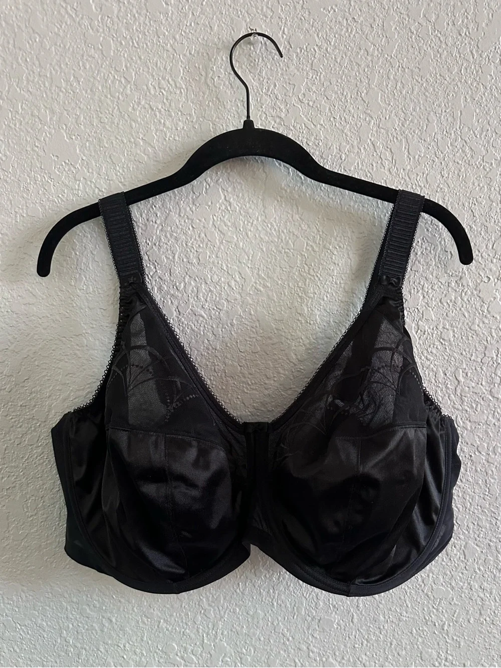 Elomi Morgan Underwire Banded Bra‎ Black Sheer Mesh Full Coverage 42I